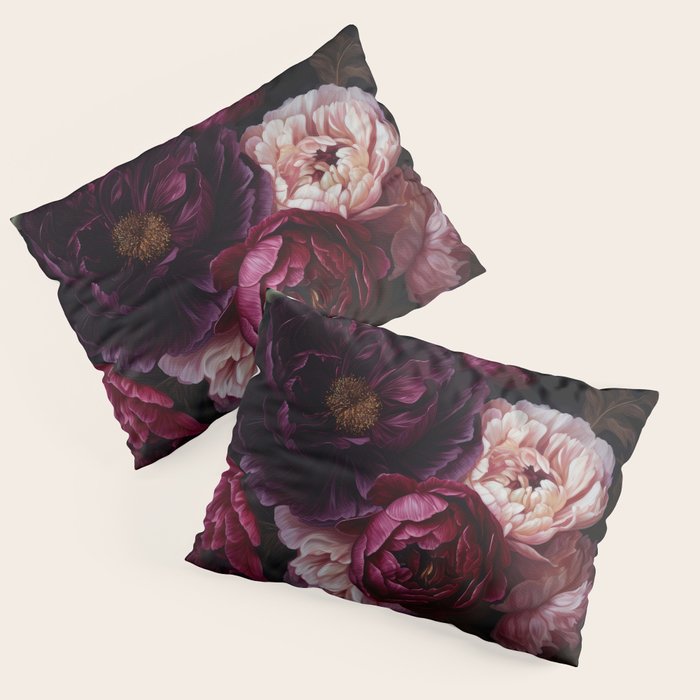 Nostalgic Lush Baroque Night Flowers Pillow Sham Gallery Image 3