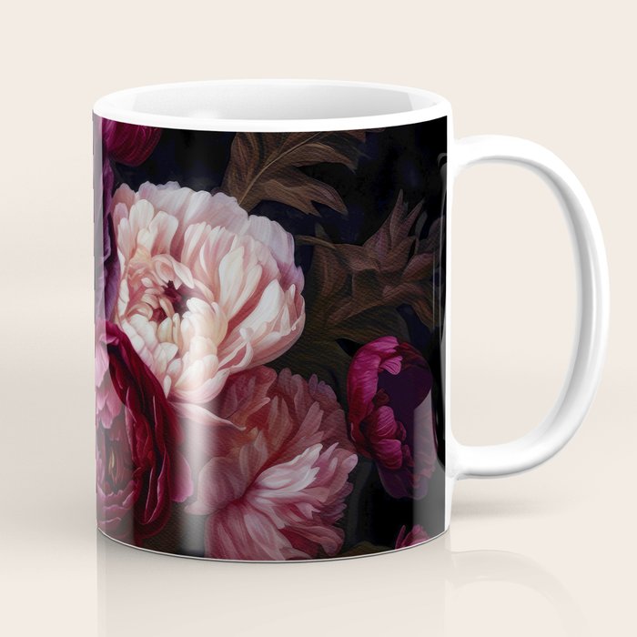 Nostalgic Lush Baroque Night Flowers Coffee Mug Gallery Image 1
