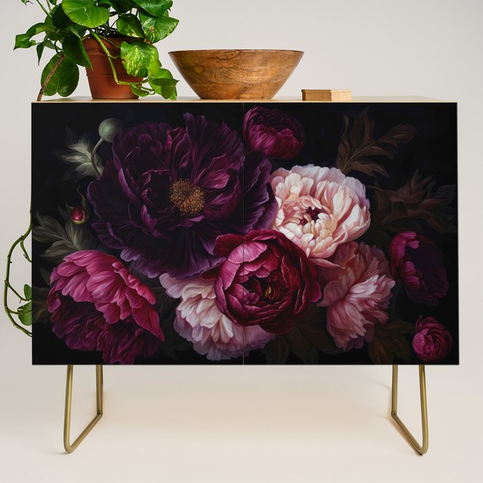 Nostalgic Lush Baroque Night Flowers Credenza Gallery Image 1