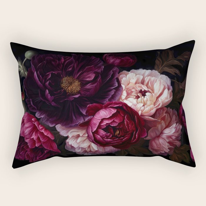 Nostalgic Lush Baroque Night Flowers Rectangular Pillow Gallery Image 2