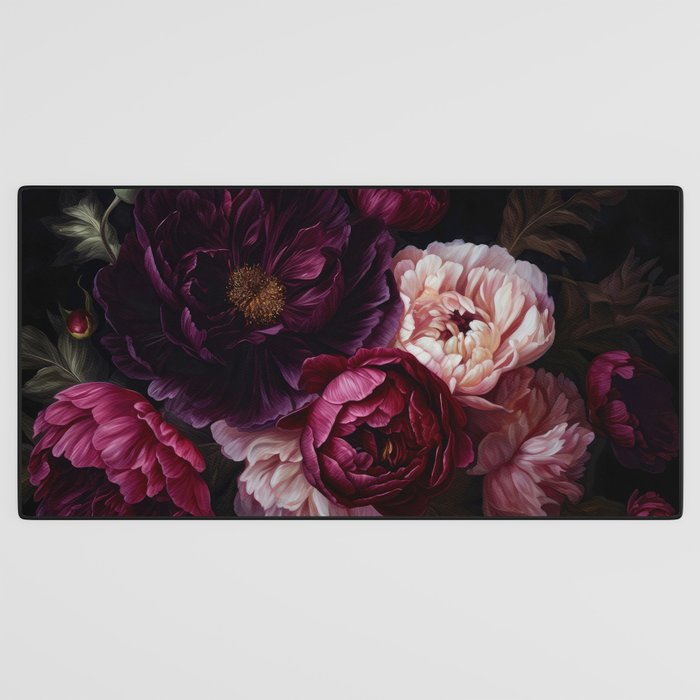 Nostalgic Lush Baroque Night Flowers Desk Mat Gallery Image 3