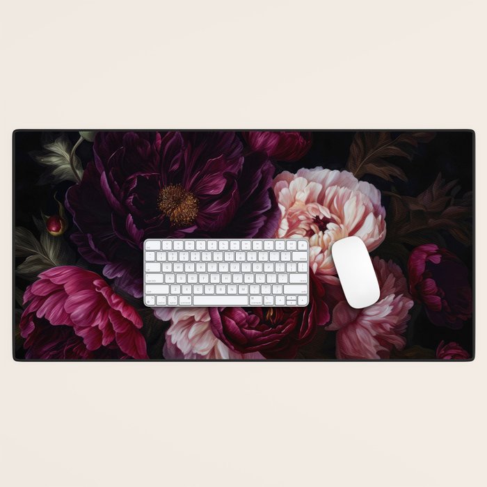 Nostalgic Lush Baroque Night Flowers Desk Mat Gallery Image 1