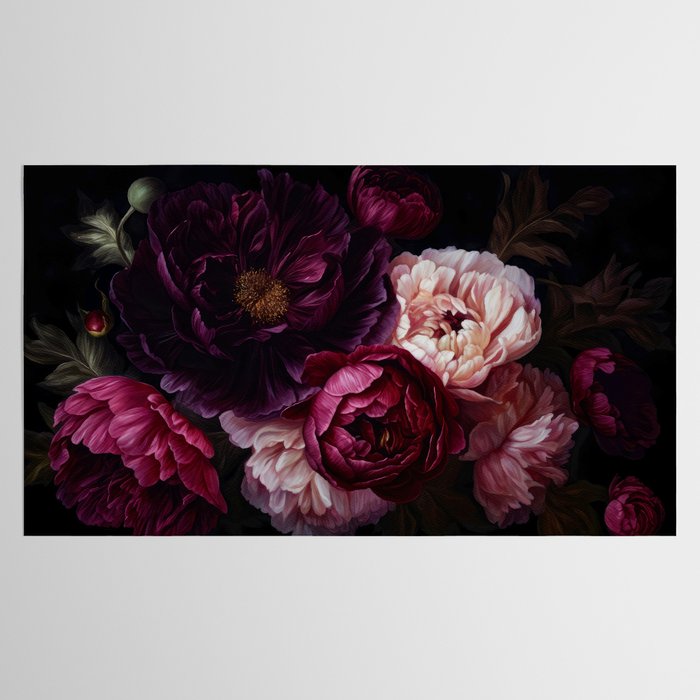 Nostalgic Lush Baroque Night Flowers Tablecloth Gallery Image 2