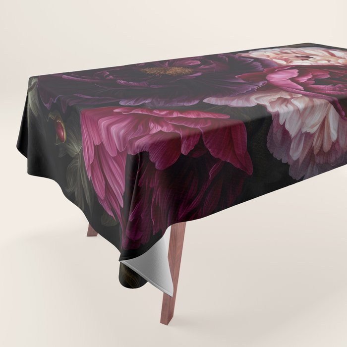 Nostalgic Lush Baroque Night Flowers Tablecloth Gallery Image 1