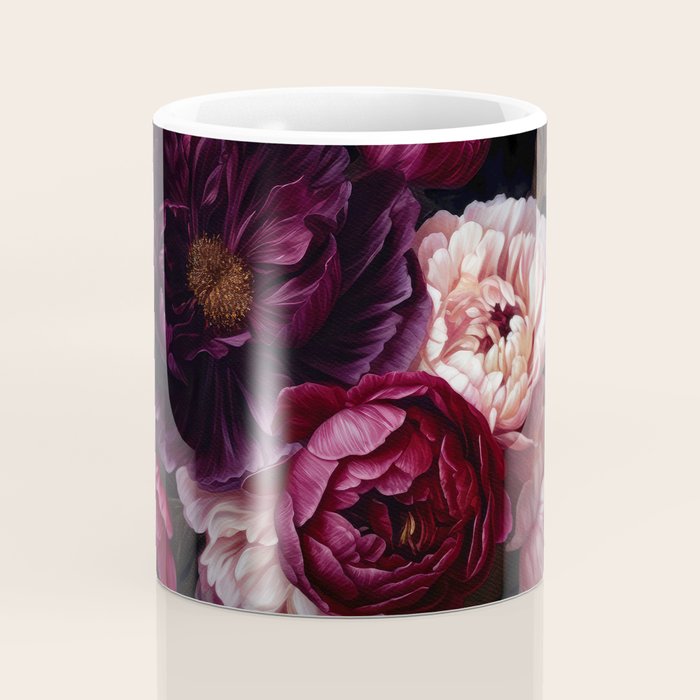 Nostalgic Lush Baroque Night Flowers Coffee Mug Gallery Image 4