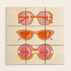 Retro Sunglasses - Peach OmbrÃ© on Cream Wood Wall Art Gallery Image 1