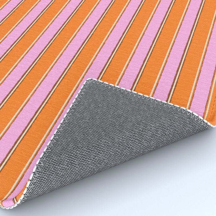 Colorful Eclectic Watercolor Paper Stripes Vertical Pattern Pink Orange Brown Cream Rug Gallery Image 4