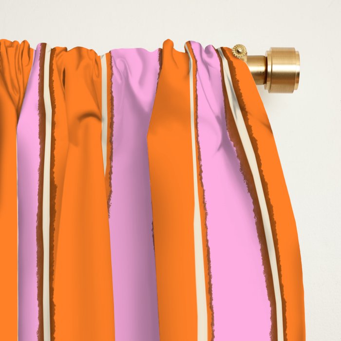 Colorful Eclectic Watercolor Paper Stripes Vertical Pattern Pink Orange Brown Cream Window Curtain Gallery Image 2