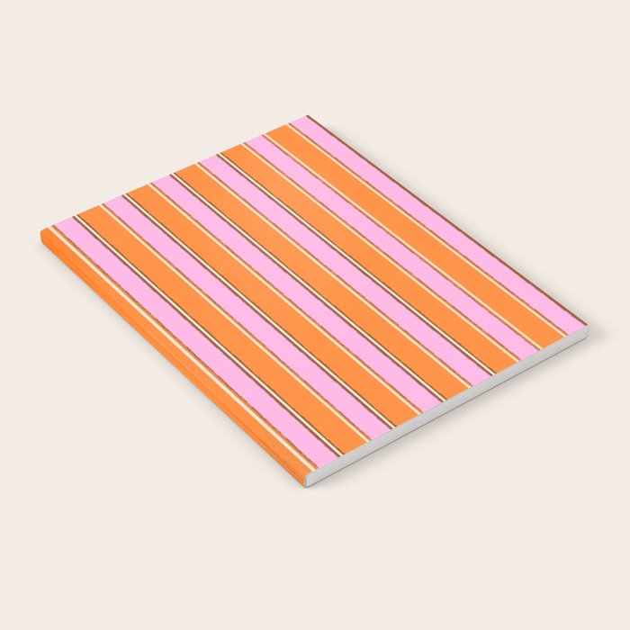 Colorful Eclectic Watercolor Paper Stripes Vertical Pattern Pink Orange Brown Cream Notebook Gallery Image 2