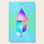 Space Ship Vibrant Blue-Green Colors Minimalist Modern Abstract Illustration  Cutting Board Gallery Image 1