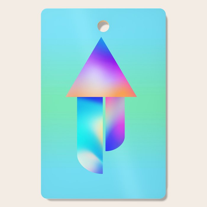 Space Ship Vibrant Blue-Green Colors Minimalist Modern Abstract Illustration  Cutting Board Gallery Image 1