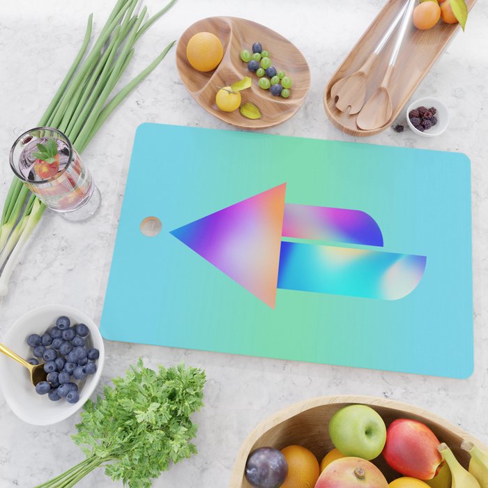 Space Ship Vibrant Blue-Green Colors Minimalist Modern Abstract Illustration  Cutting Board Gallery Image 2