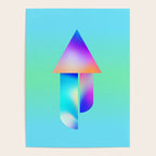 Space Ship Vibrant Blue-Green Colors Minimalist Modern Abstract Illustration  Poster Gallery Image 4