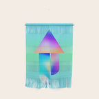 Space Ship Vibrant Blue-Green Colors Minimalist Modern Abstract Illustration  Wall Hanging Gallery Image 1