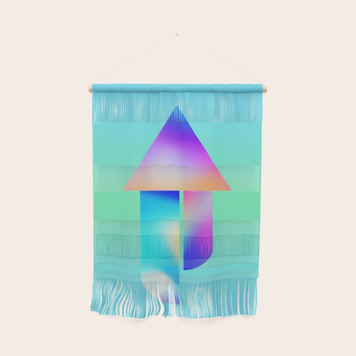 Space Ship Vibrant Blue-Green Colors Minimalist Modern Abstract Illustration  Wall Hanging Gallery Image 1