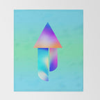Space Ship Vibrant Blue-Green Colors Minimalist Modern Abstract Illustration  Throw Blanket Gallery Image 2