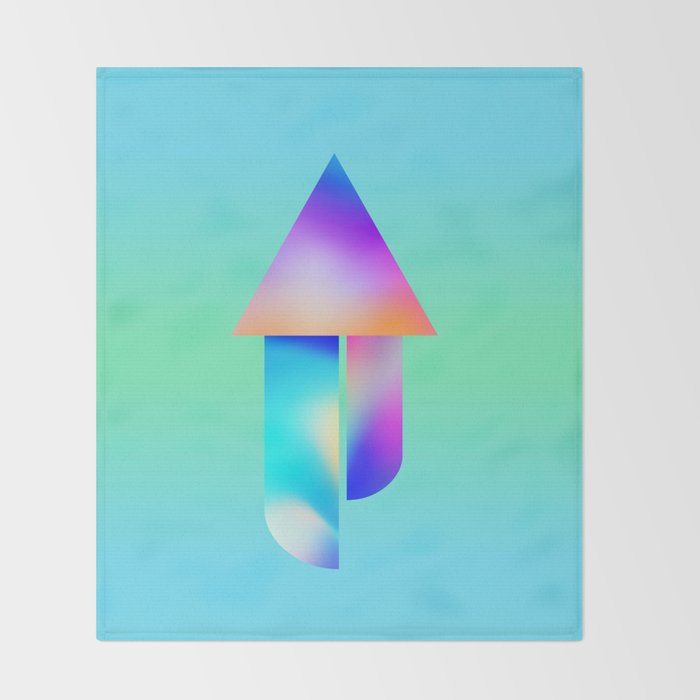 Space Ship Vibrant Blue-Green Colors Minimalist Modern Abstract Illustration  Throw Blanket Gallery Image 2