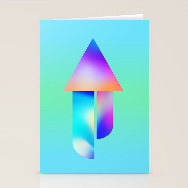 Space Ship Vibrant Blue-Green Colors Minimalist Modern Abstract Illustration  Stationery Card Gallery Image 2