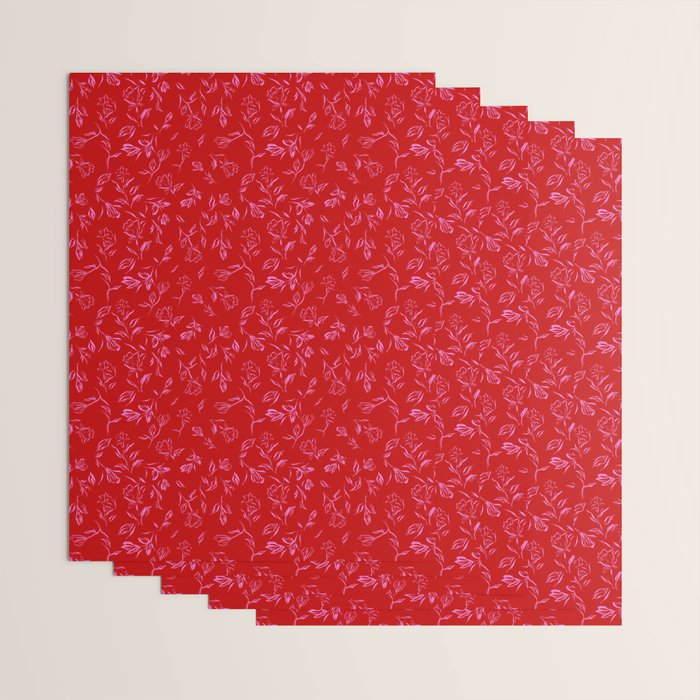 Pink and red romantic wildflowers Wrapping Paper Gallery Image 3