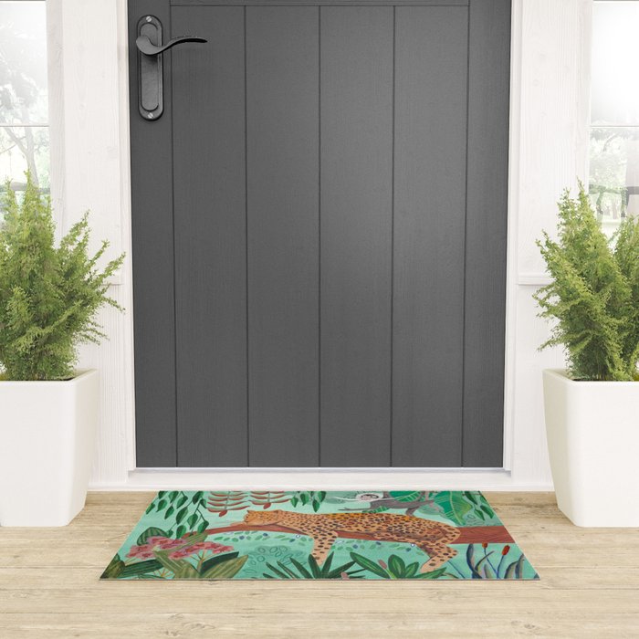 Leopard in the jungle Welcome Mat Gallery Image 3