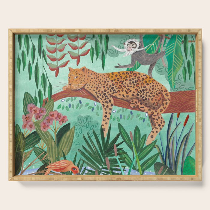 Leopard in the jungle Serving Tray Gallery Image 1