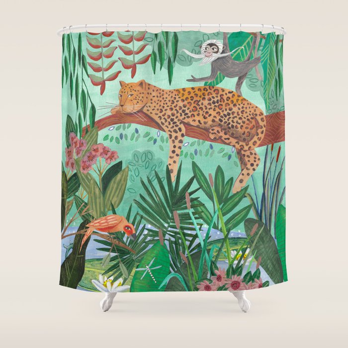 Leopard in the jungle Shower Curtain Gallery Image 1
