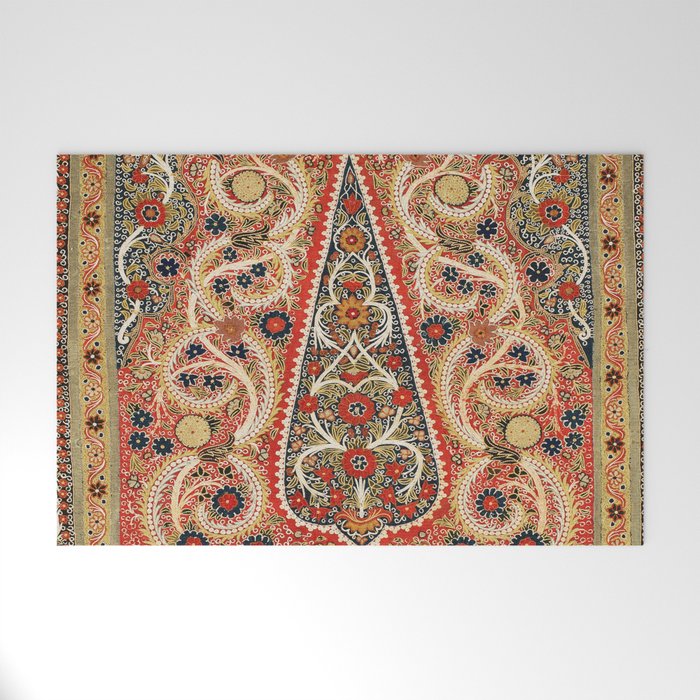 Rasht  Antique North Persian Embroidery Print Welcome Mat Gallery Image 1