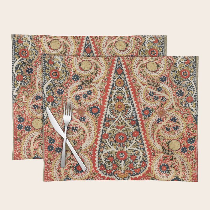 Rasht  Antique North Persian Embroidery Print Placemat Gallery Image 1
