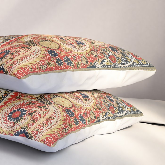 Rasht  Antique North Persian Embroidery Print Pillow Sham Gallery Image 3