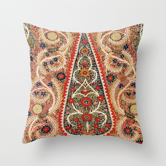 Rasht  Antique North Persian Embroidery Print Throw Pillow Gallery Image 6