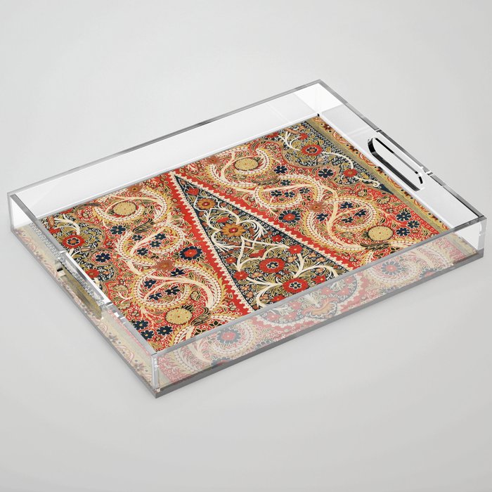 Rasht  Antique North Persian Embroidery Print Acrylic Tray Gallery Image 1