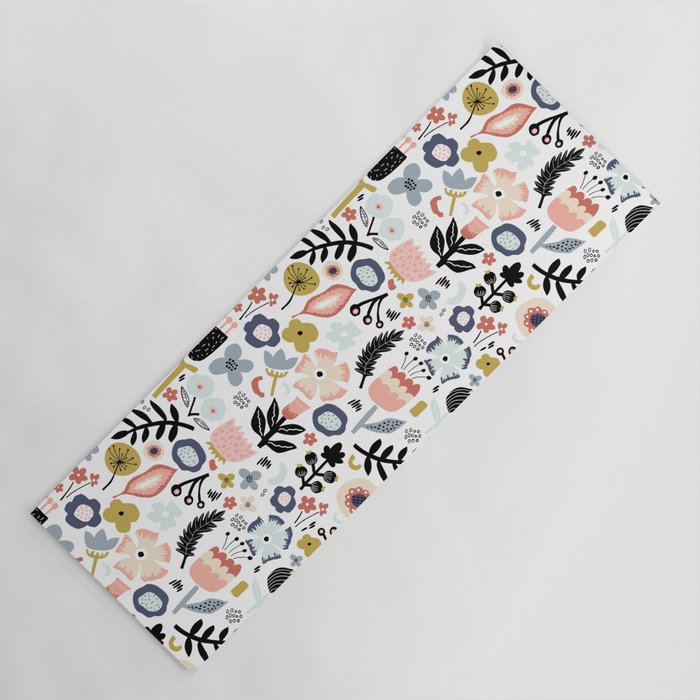 Naive Floral Scandinavian Design Yoga Mat Gallery Image 1