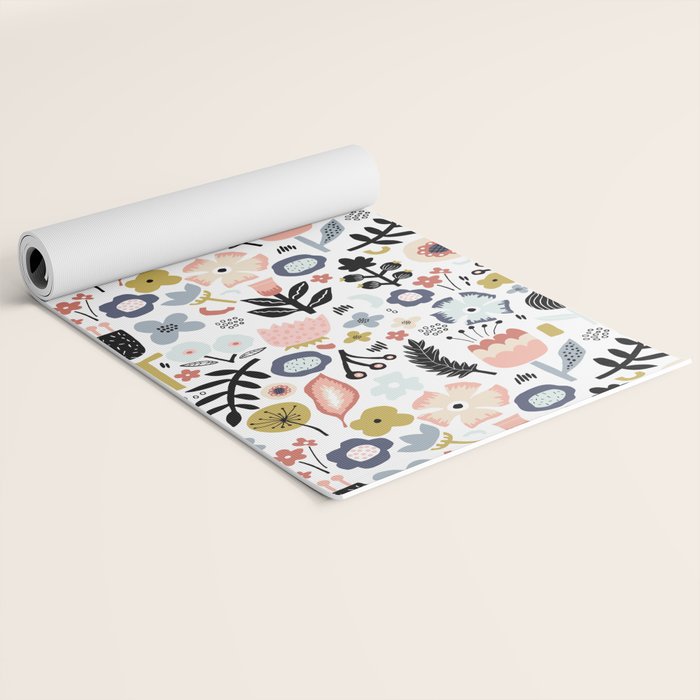Naive Floral Scandinavian Design Yoga Mat Gallery Image 2
