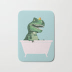Playful T-Rex in Bathtub in Green Bath Mat Gallery Image 1