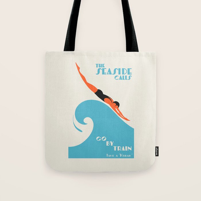 Australian Vintage Travel Poster - The Seaside Calls, 1930 Tote Bag Gallery Image 1