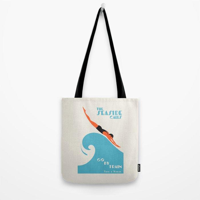 Australian Vintage Travel Poster - The Seaside Calls, 1930 Tote Bag Gallery Image 2