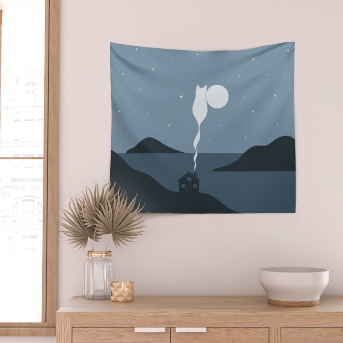 Cat Landscape 45 Wall Tapestry Gallery Image 2