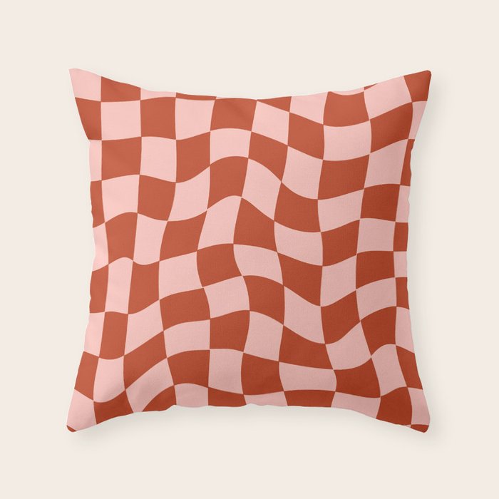 Play Checkers Blush Throw Pillow Gallery Image 6