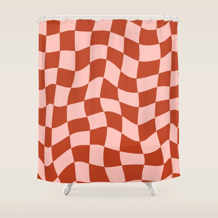 Play Checkers Blush Shower Curtain Gallery Image 1