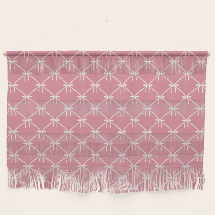 Bows & Ribbons Pattern LI 90s Bubblegum Pink Wall Hanging Gallery Image 1