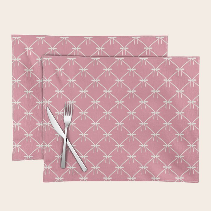 Bows & Ribbons Pattern LI 90s Bubblegum Pink Placemat Gallery Image 1