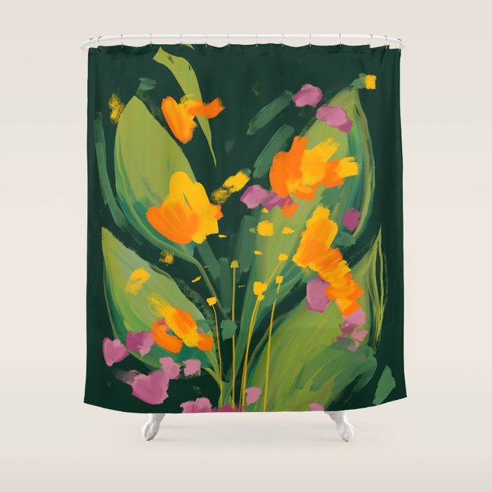 Abstract Floral Evening Shower Curtain Gallery Image 1