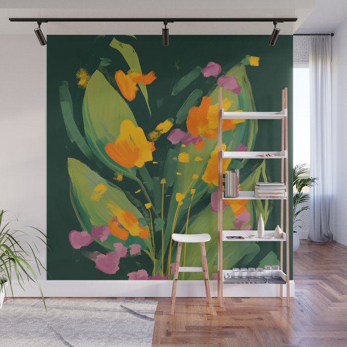 Abstract Floral Evening Wall Mural Gallery Image 1