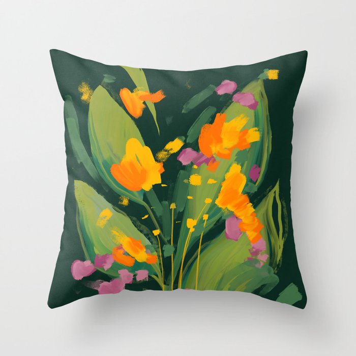 Abstract Floral Evening Throw Pillow Gallery Image 6