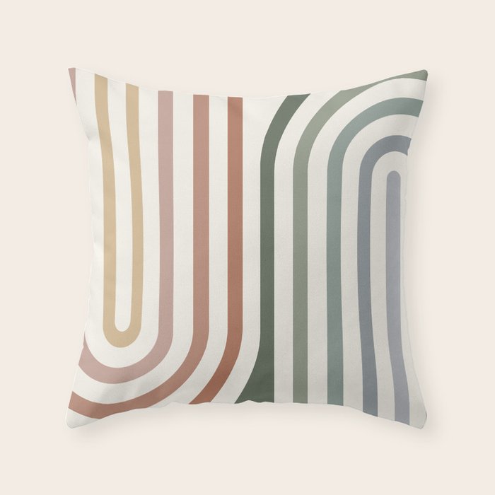Bold Curvature Stripes VII Throw Pillow Gallery Image 1