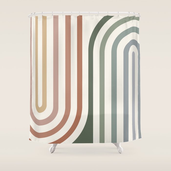 Bold Curvature Stripes VII Shower Curtain Gallery Image 1