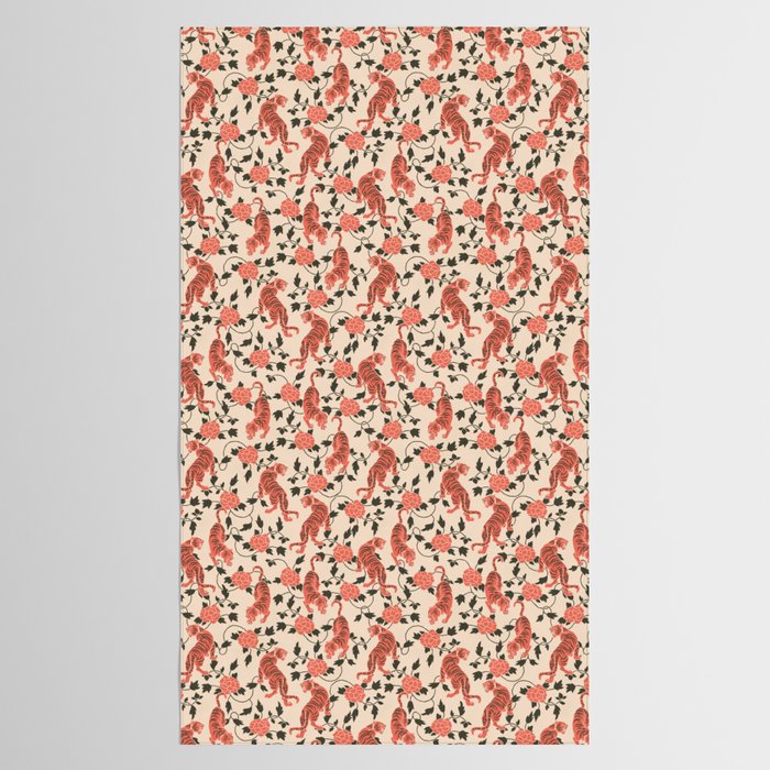 Chinese Tigers Retro Floral Pattern Tablecloth Gallery Image 2