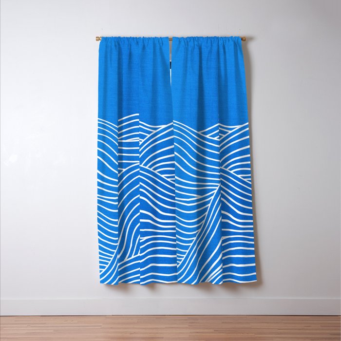French Blue Ocean Waves Window Curtain Gallery Image 3