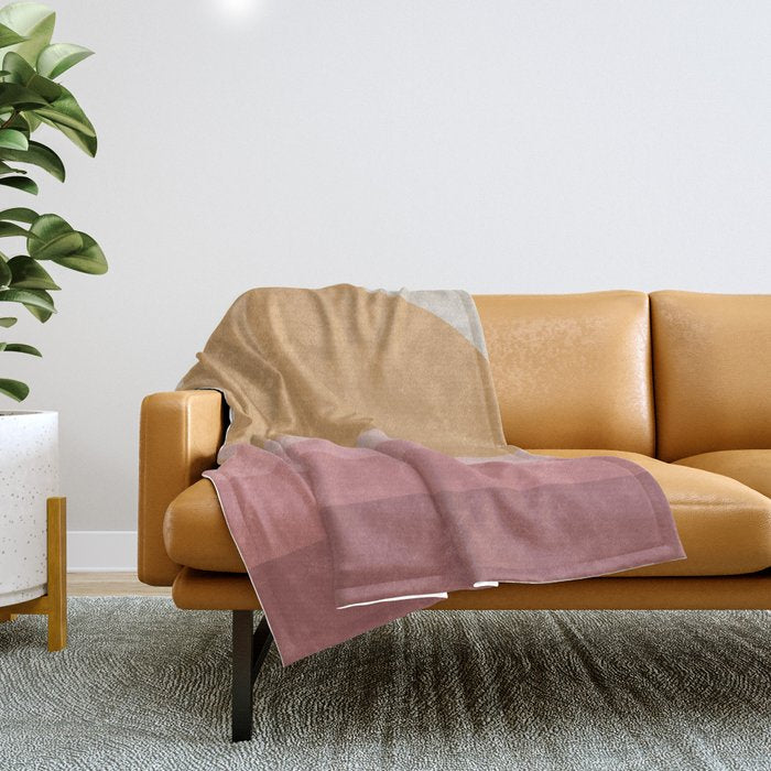 Minimal Retro Sunset Sunrise - Neutral Pink Throw Blanket Gallery Image 1