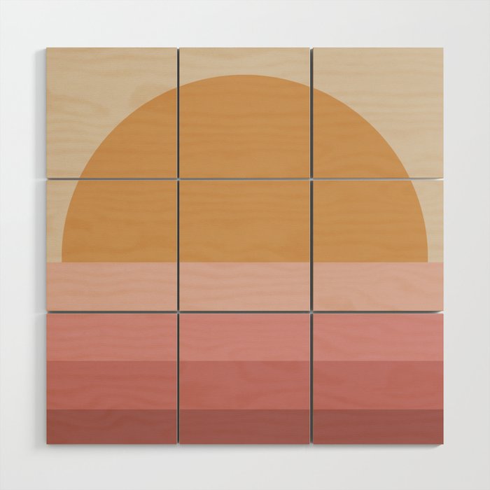 Minimal Retro Sunset Sunrise - Neutral Pink Wood Wall Art Gallery Image 1